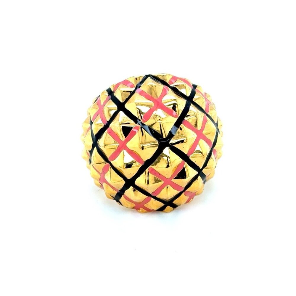 Kenneth Jay Lane Pink/Black Enamel Ring